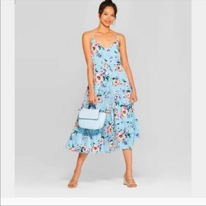 Xhilaration Blue Floral Spaghetti Strap Dress